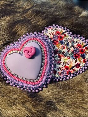 Lavender & Pink Heart Beaded Earrings